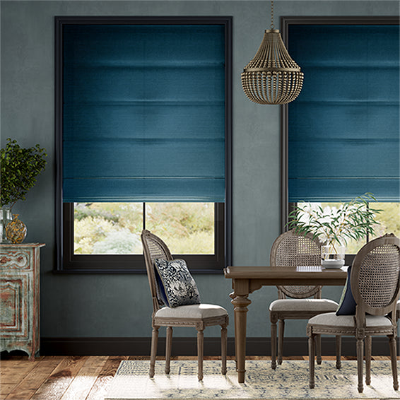 Colorized Ahisma Luxe Faux Silk Blue Azure Roman Blind 6928