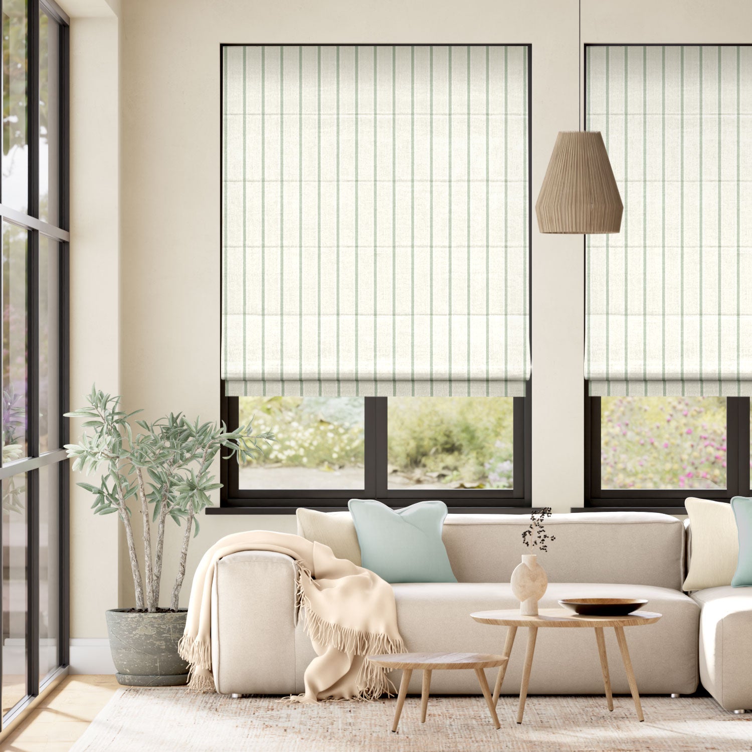 Colorized Twill Stripe Duck Egg  Roman Blind 6973