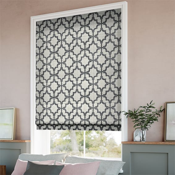ColorizedZoom Lattice Charcoal Roman Blind