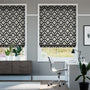 Colorized Lattice Black Roman Blind