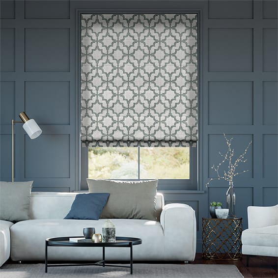 Colorized Lattice Silver Roman Blind 6999