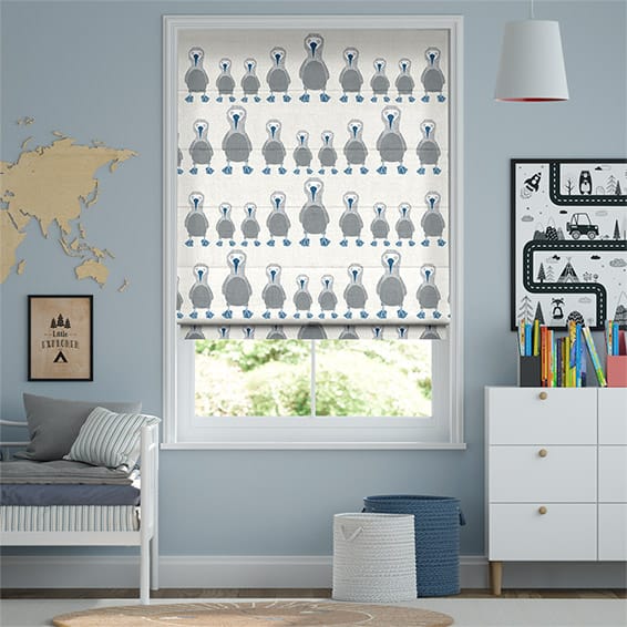 Colorized Booby Bird Sapphire Roman Blind