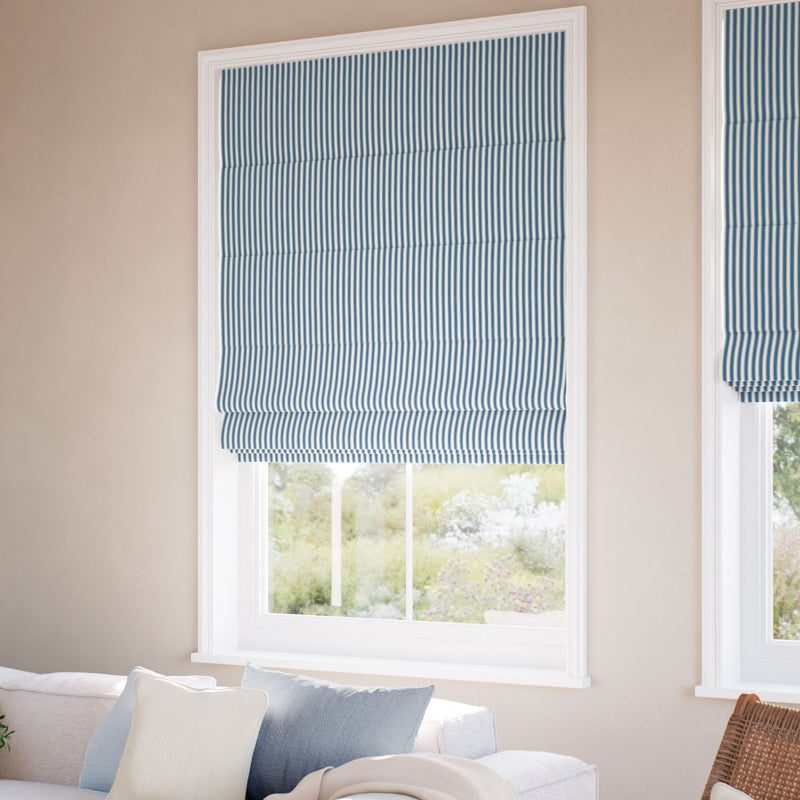 ColorizedZoom Tiger Stripe Navy Roman Blind 7022