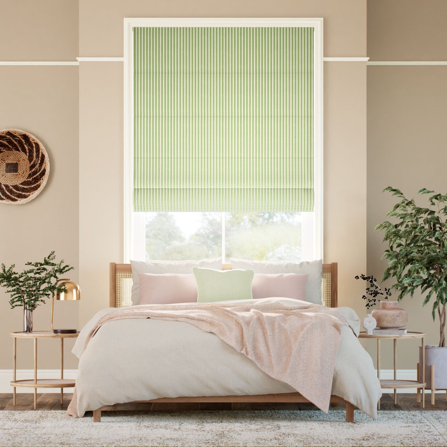 Colorized Tiger Stripe Yellow Green Roman Blind 7023