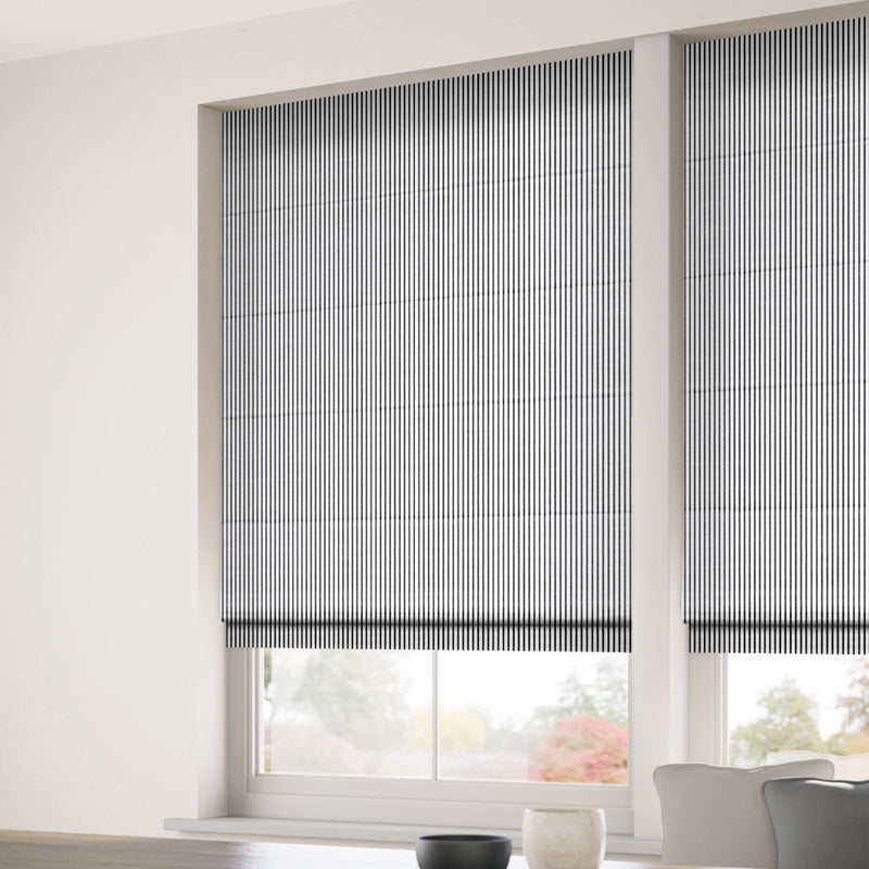 ColorizedZoom Devon Stripe Charcoal Roman Blind 7042