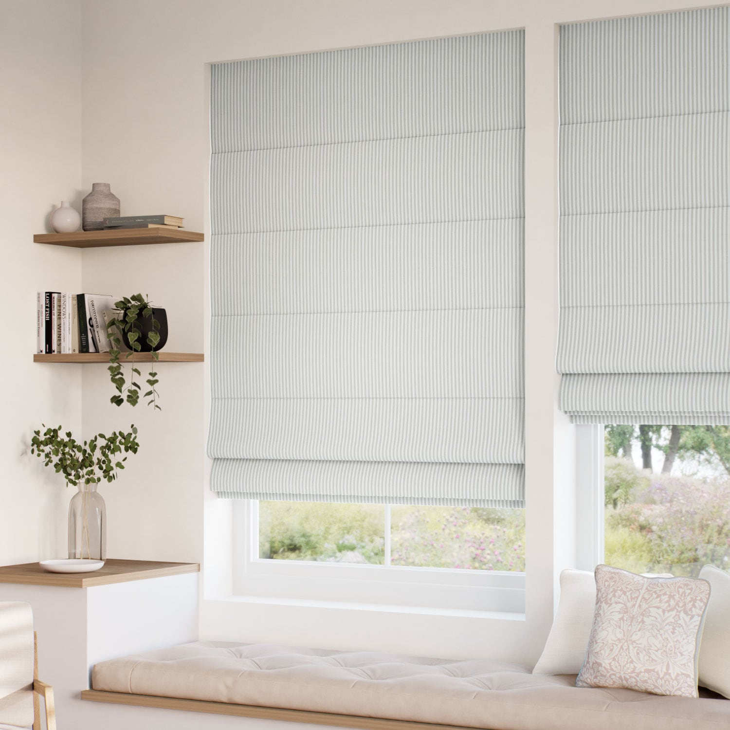 ColorizedZoom Devon Stripe Smoke Grey  Roman Blind