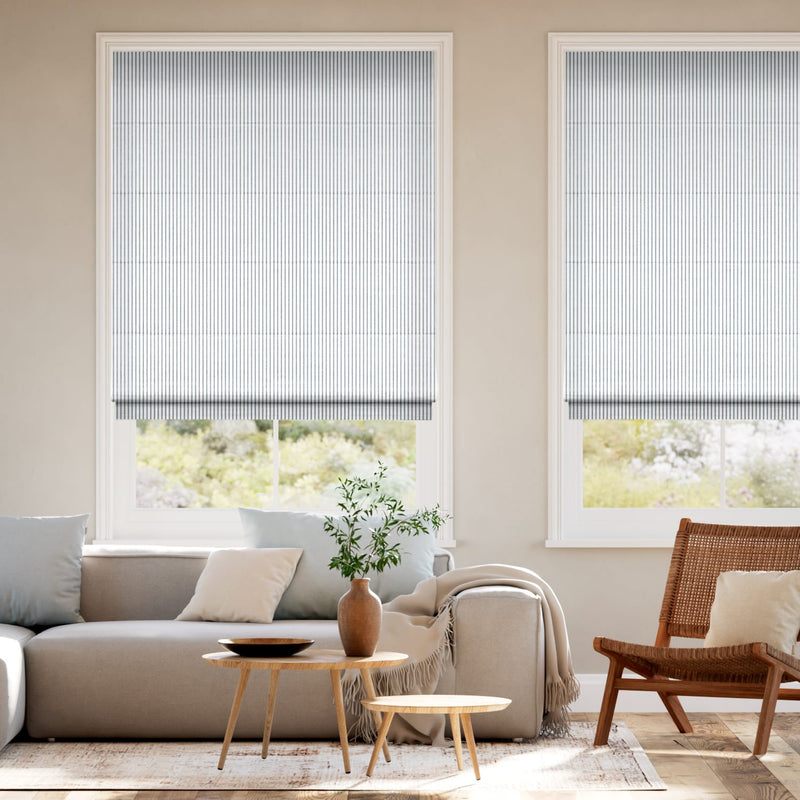 Colorized Devon Stripe Ocean Blue Roman Blind 8753