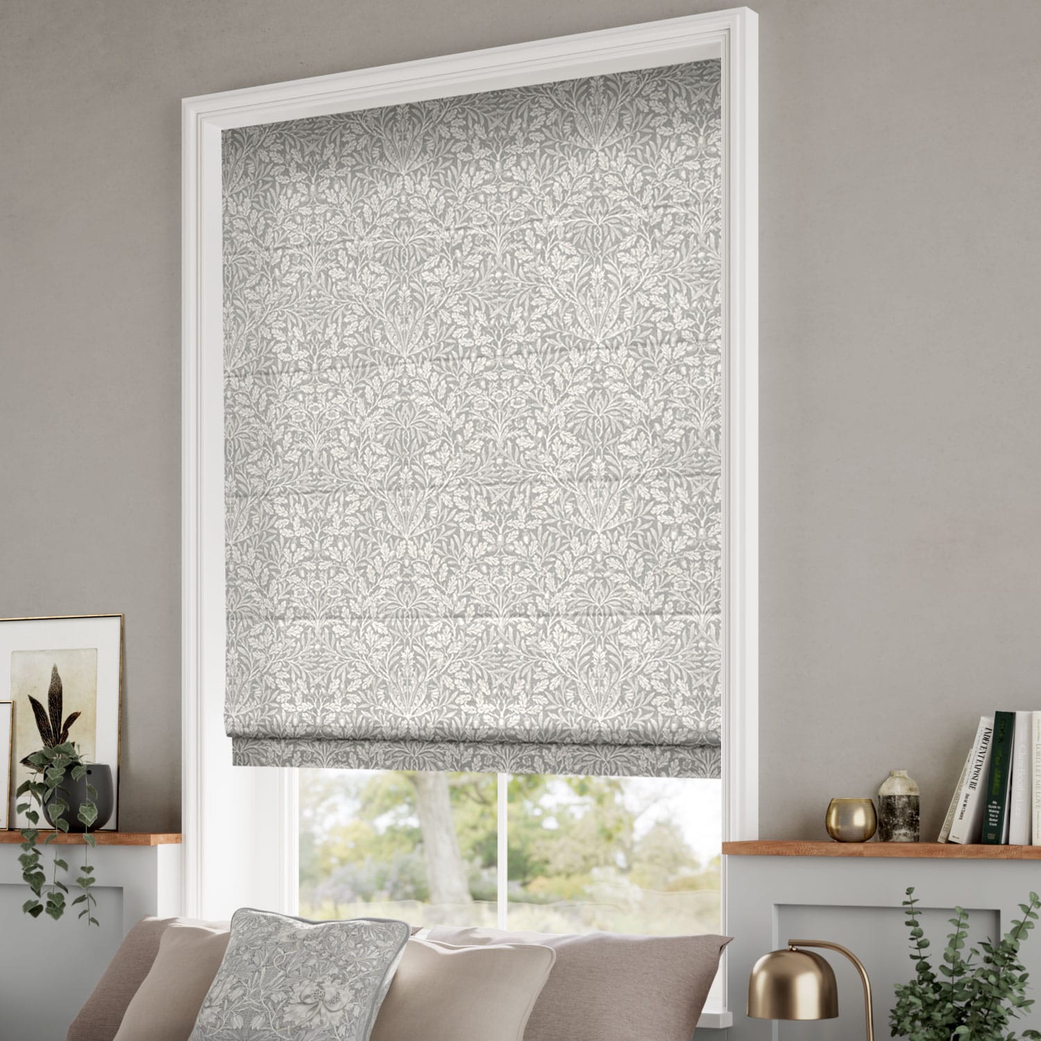 ColorizedZoom William Morris Acorn Dove Roman Blind 7072