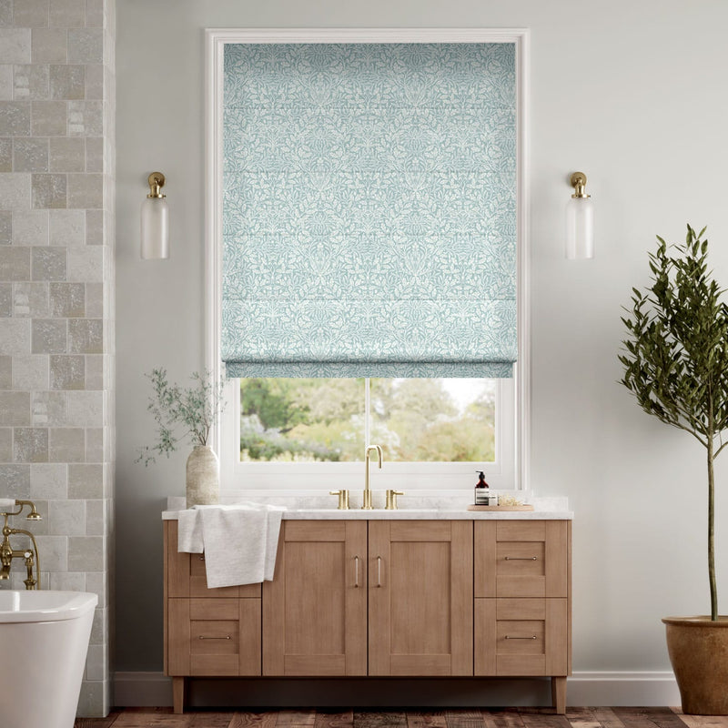 Colorized William Morris Acorn Duck Egg Roman Blind 8952