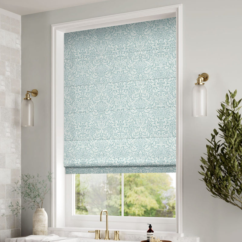 ColorizedZoom William Morris Acorn Duck Egg Roman Blind Zoom 8952