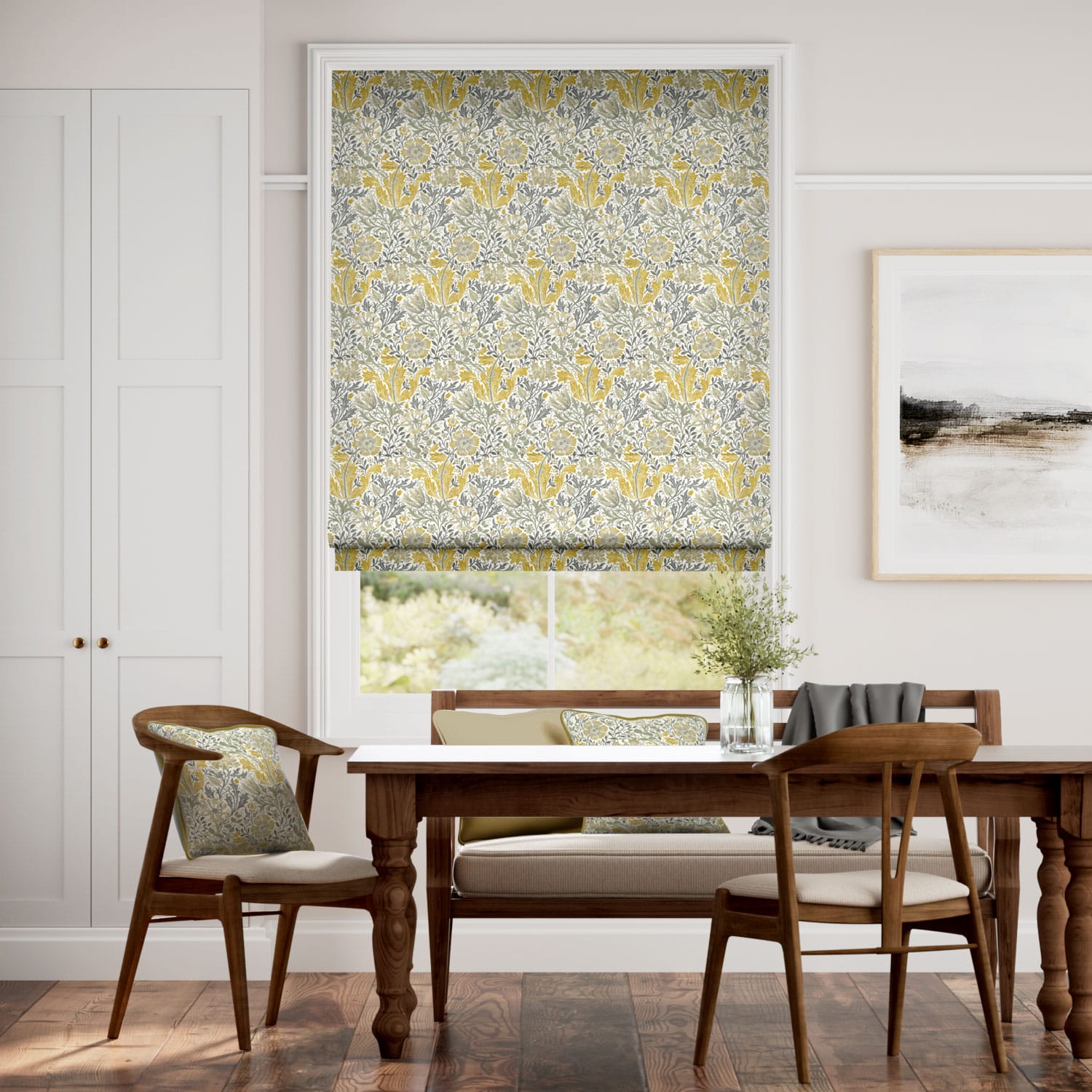 Colorized William Morris Compton Buttercup Roman Blind