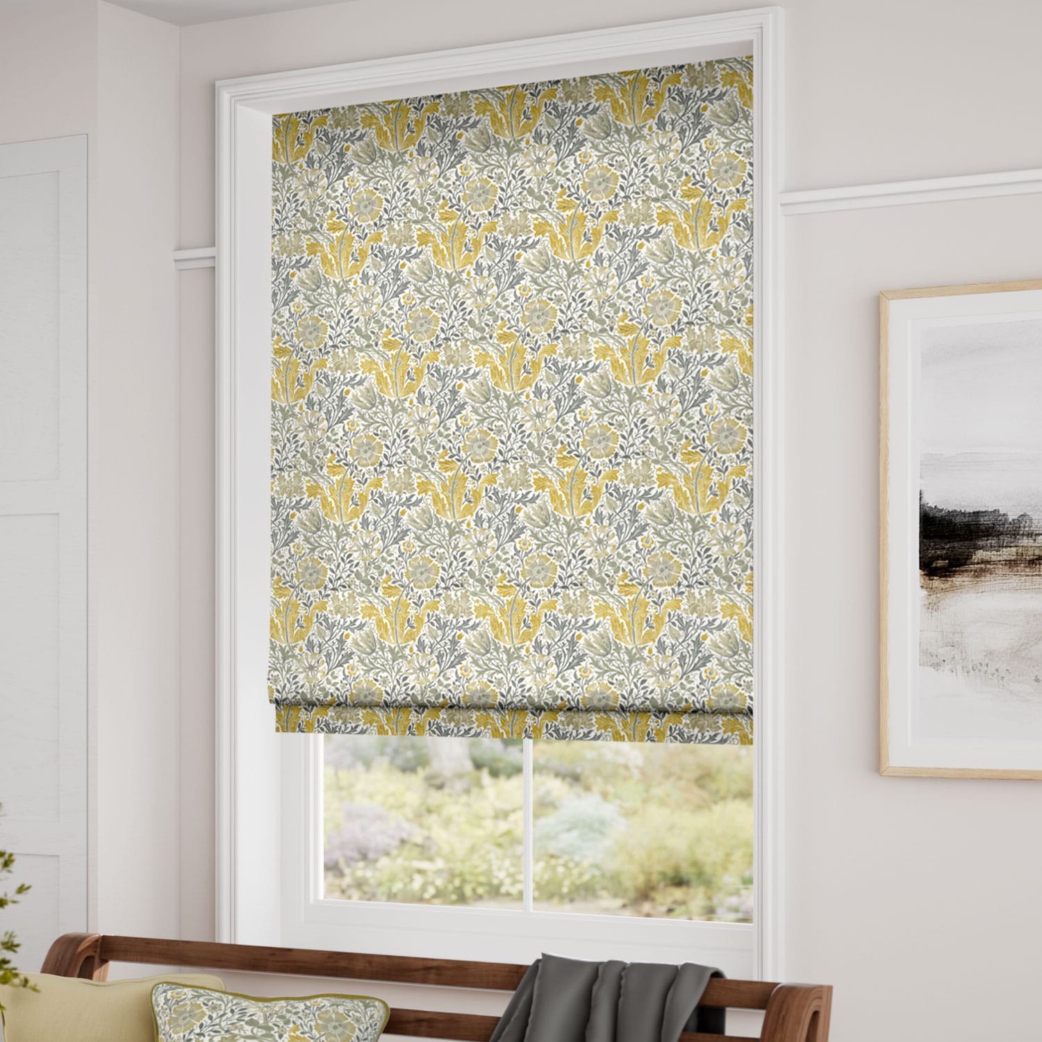 ColorizedZoom William Morris Compton Buttercup Roman Blind