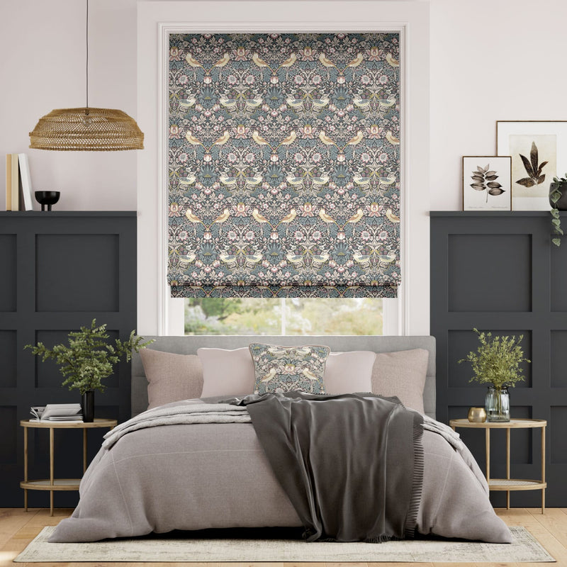 Colorized William Morris Strawberry Thief Vintage Blush Roman Blind 7095