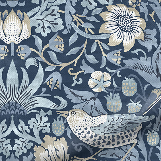 ColorizedPLA William Morris Strawberry Thief Indigo Blue Roman Blind 7089