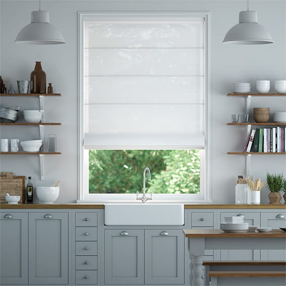 Colorized Lumiere Unlined Bijou Linen White Roman Blind 7146