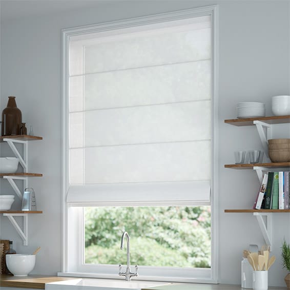 ColorizedZoom Lumiere Unlined Bijou Linen White Roman Blind 7146