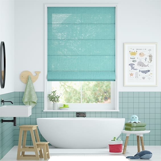Colorized Lumiere Unlined Bijou Linen Turquoise  Roman Blind 7147