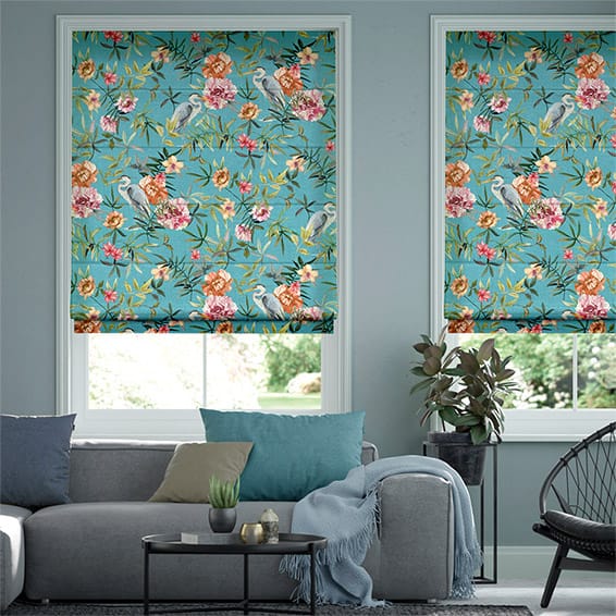 Colorized Bella Heron Turquoise Roman Blind 7167