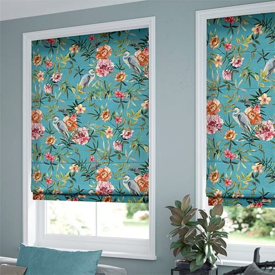ColorizedZoom Bella Heron Turquoise Roman Blind 7167