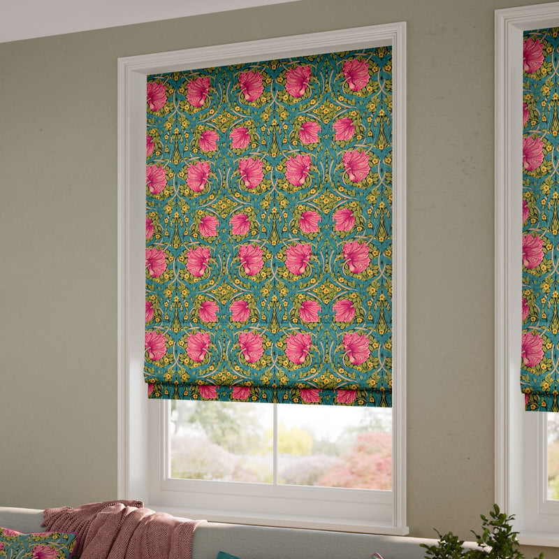 ColorizedZoom William Morris Pimpernel Magenta  Roman Blind 7172