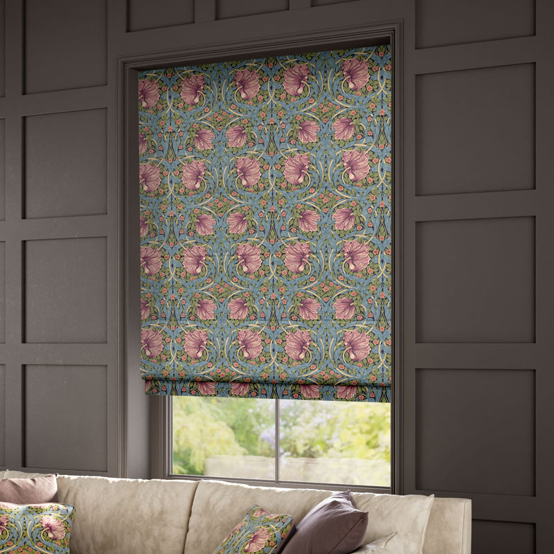 ColorizedZoom William Morris Pimpernel Elderberry  Roman Blind