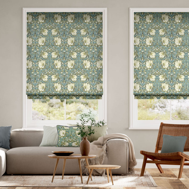 Colorized William Morris Pimpernel Sage Roman Blind