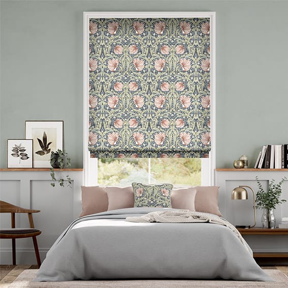 Colorized William Morris Pimpernel Blush Roman Blind 8947