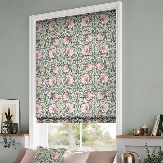ColorizedZoom William Morris Pimpernel Blush Roman Blind Zoom 8947