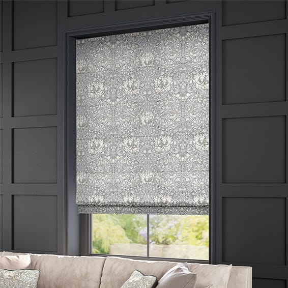 ColorizedZoom William Morris Honeysuckle and Tulip Velvet Pewter Roman Blind 7176