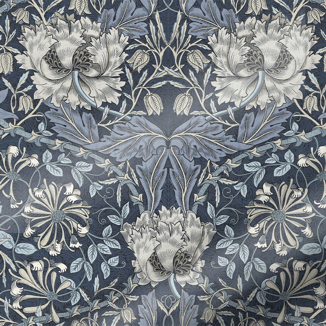 ColorizedPLA William Morris Honeysuckle and Tulip Velvet Grey Blue Roman Blind PLA 8943