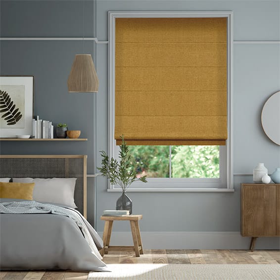 Colorized Delphi Chenille Weave Turmeric Roman Blind 7207