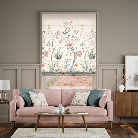 Colorized Chinoiserie Naturals Roman Blind 7252