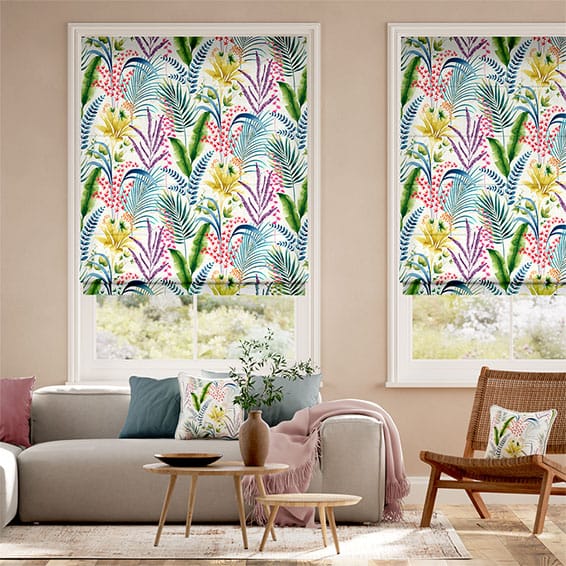 Colorized Inky Botanical Tropical Roman Blind 7259