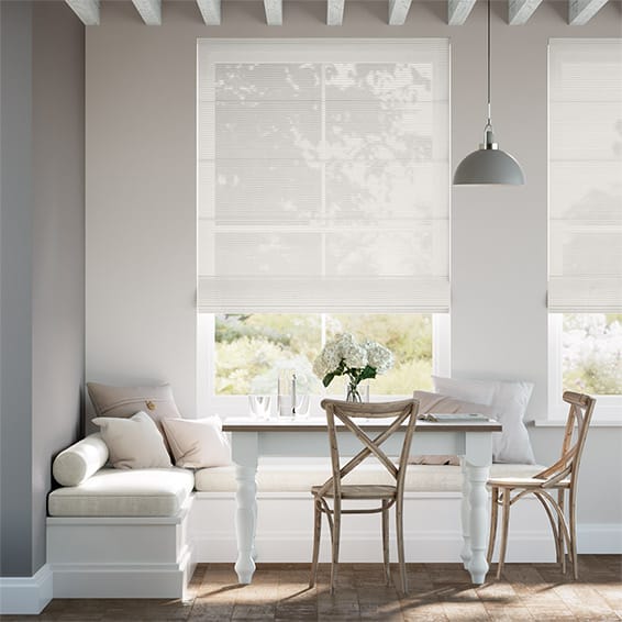 Colorized Camille Voile Striped White Roman Blind 7260
