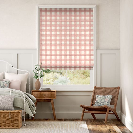 Colorized Hudson Gingham Blush Roman Blind 7264