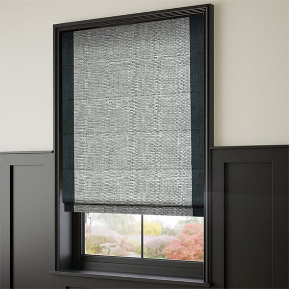 ColorizedZoom Harlow Midnight Blue & Paleo Linen Rustic Blue Roman Blind 7284
