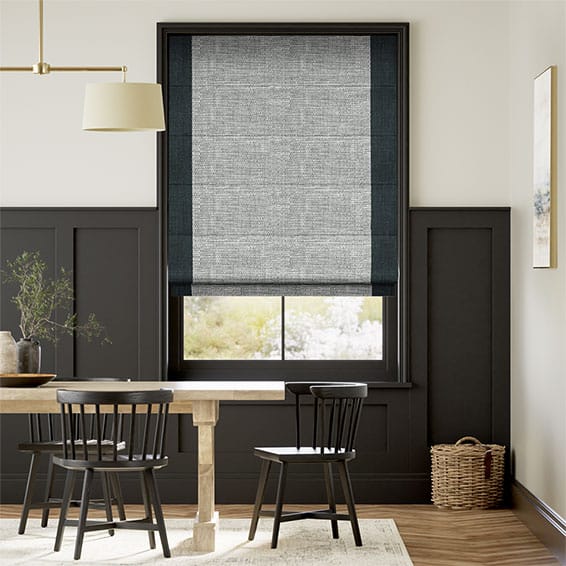 Colorized Harlow Midnight Blue & Paleo Linen Rustic Blue Roman Blind 7284