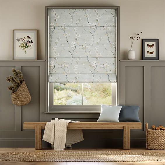 Colorized Fuji Blossom Faux Silk Powder & Gold Roman Blind 7296