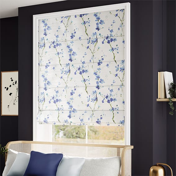 ColorizedZoom Fuji Blossom Faux Silk Azure Roman Blind 7294