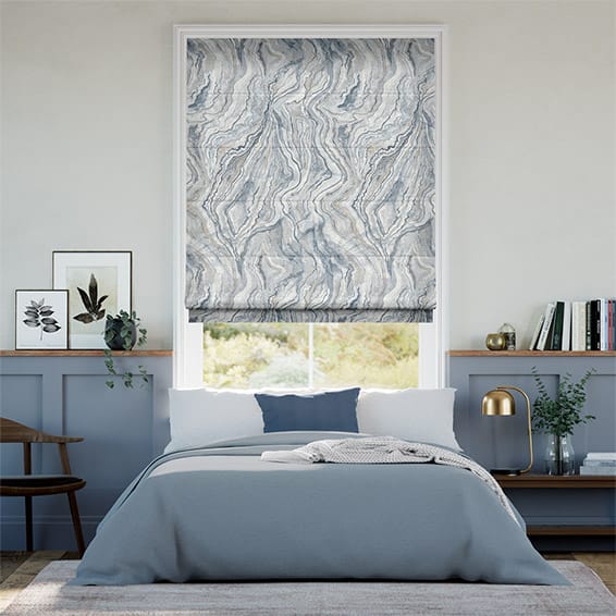 Colorized Abelia Blue Quartz Roman Blind 7298