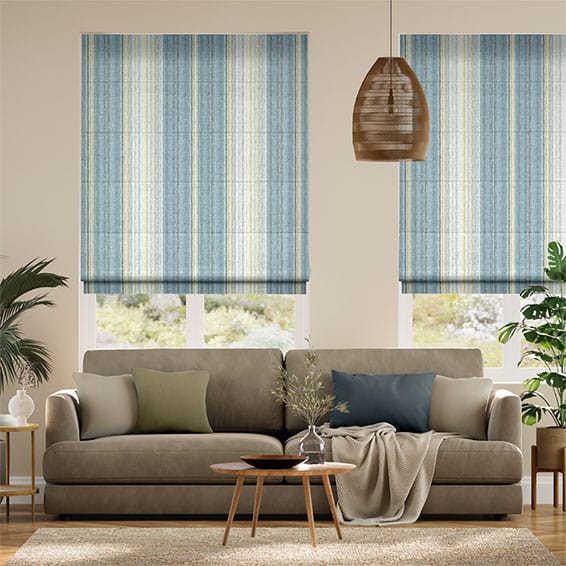 Colorized Harper Stripe Ocean Roman Blind 7304