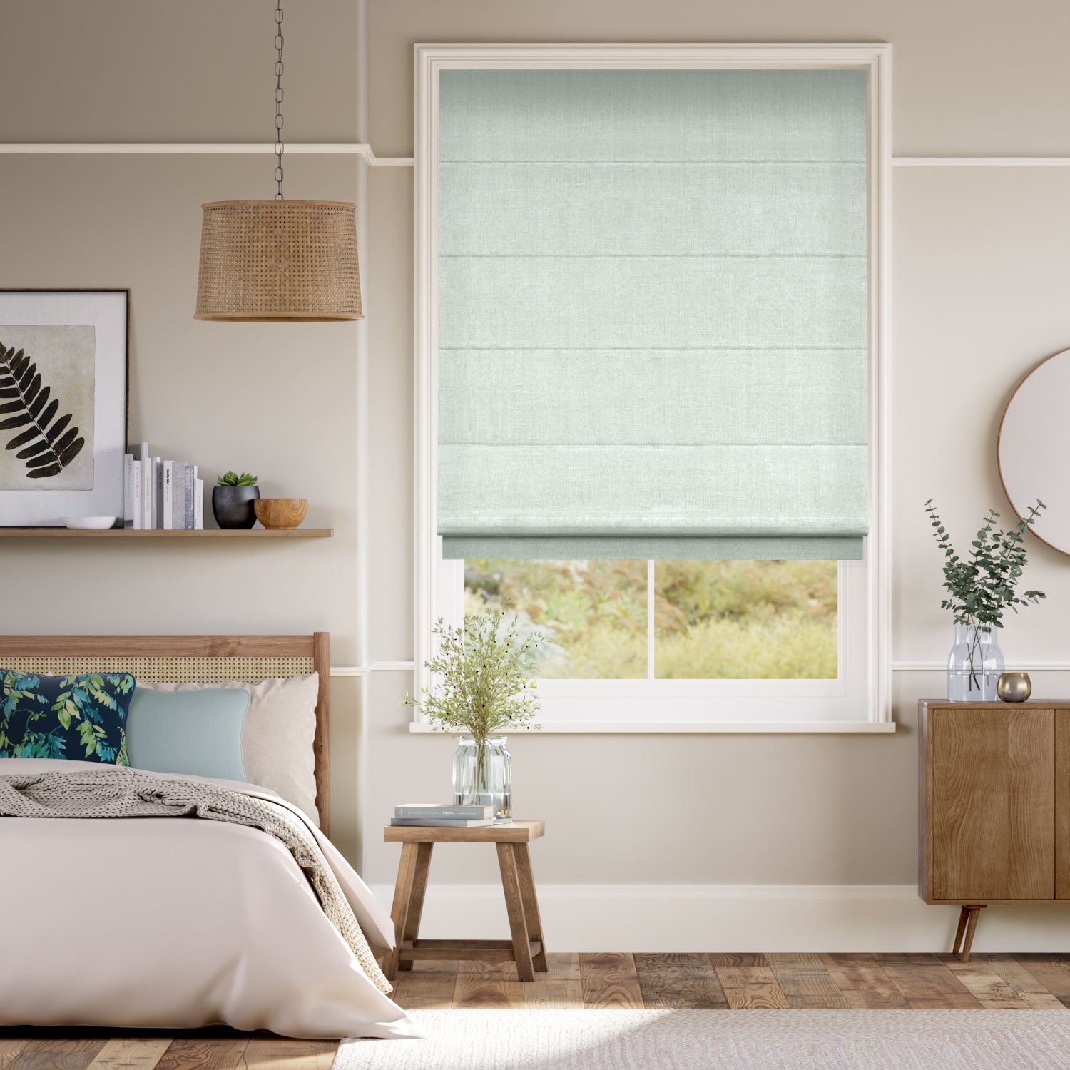 Colorized Electric Bijou Linen Duck Egg Roman Blind 7314