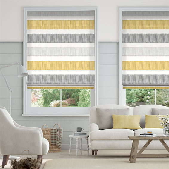 Colorized Electric Cardigan Stripe Flax Grey Roman Blind 7317