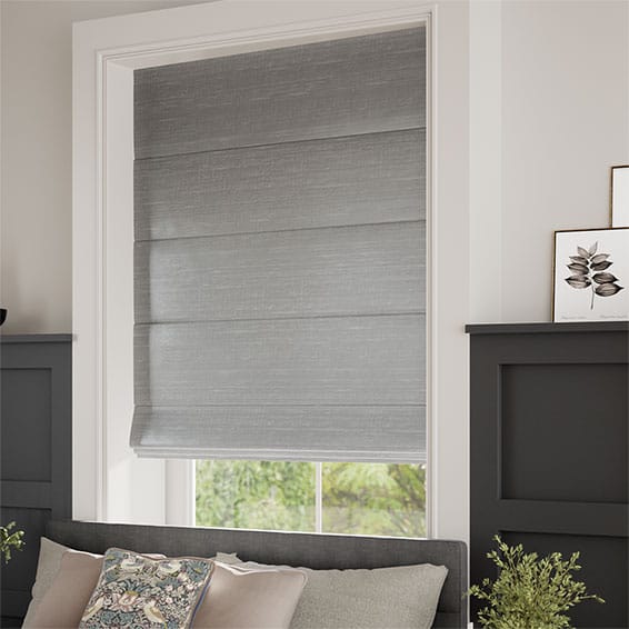 ColorizedZoom Electric Dupioni Faux Silk Platinum Roman Blind 7332