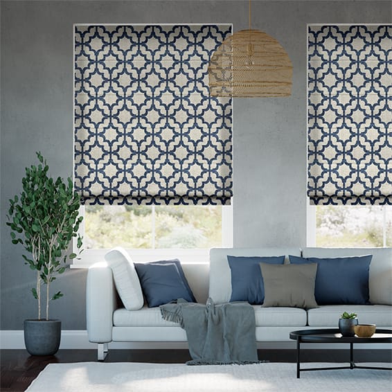 Colorized Electric Lattice Navy Blue Roman Blind 7343