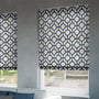 ColorizedZoom Electric Lattice Navy Blue Roman Blind 7343