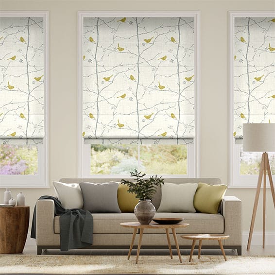 Colorized Electric Springs Dawn Chorus Slate Roman Blind 7351