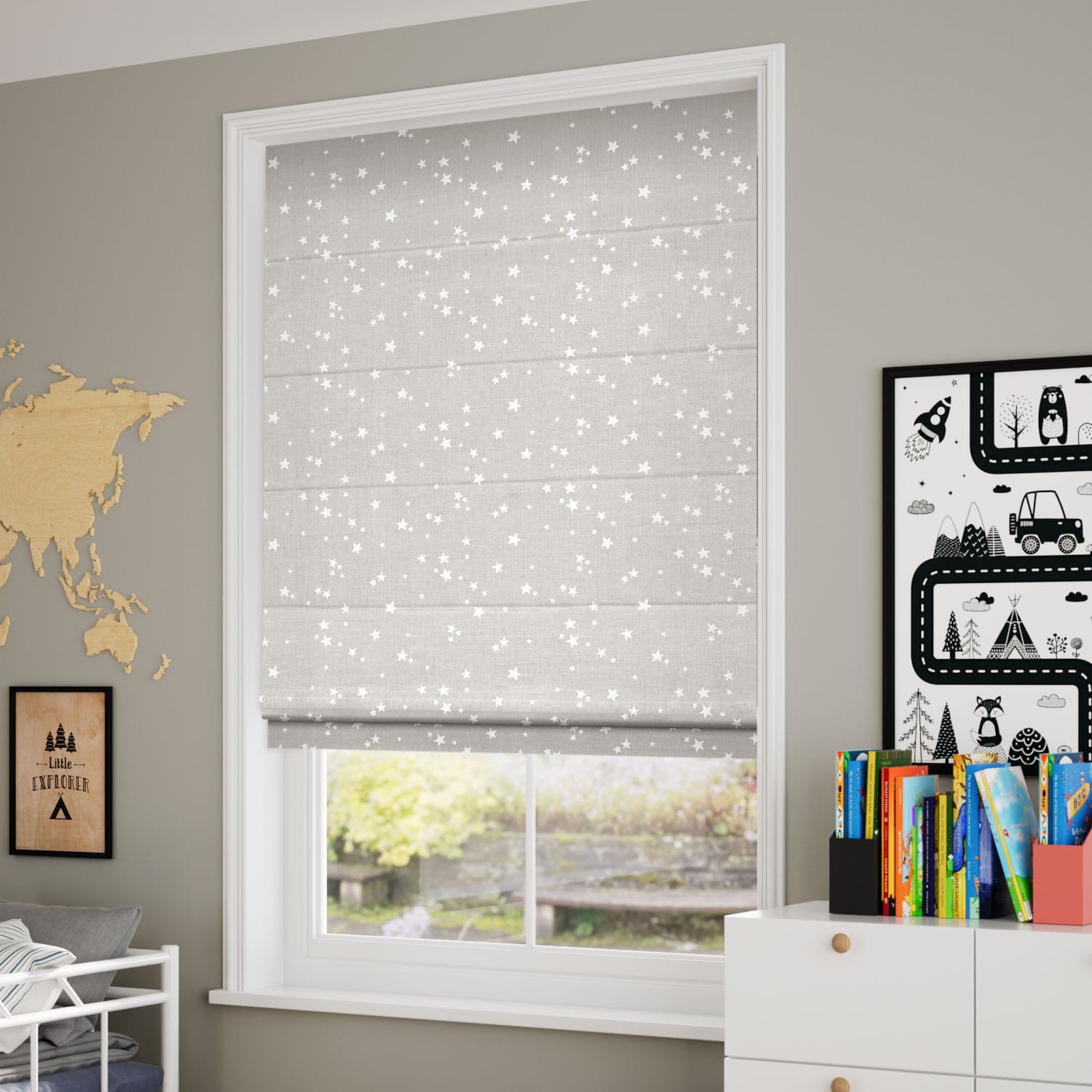 ColorizedZoom Electric Twinkling Stars Cloud Roman Blind 7355