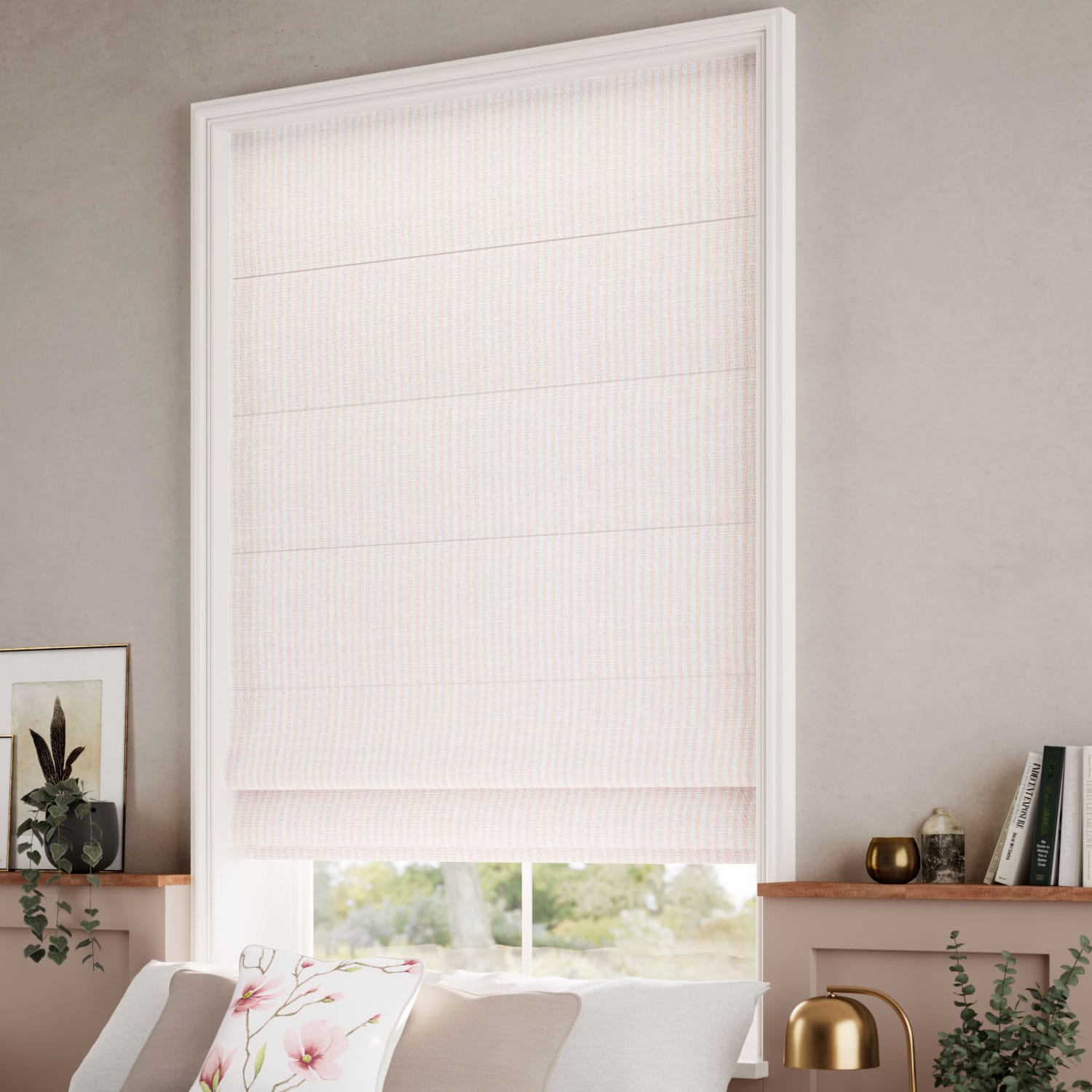 ColorizedZoom Ella Stripe Confetti Pink  Roman Blind 8761