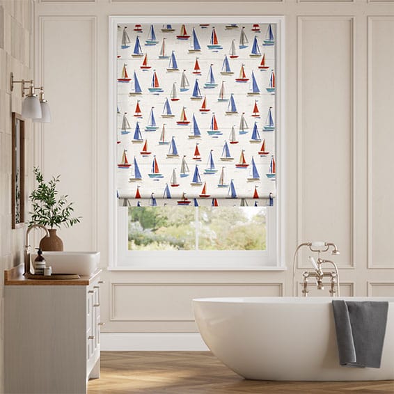Colorized Sail Away Nautical Roman Blind
